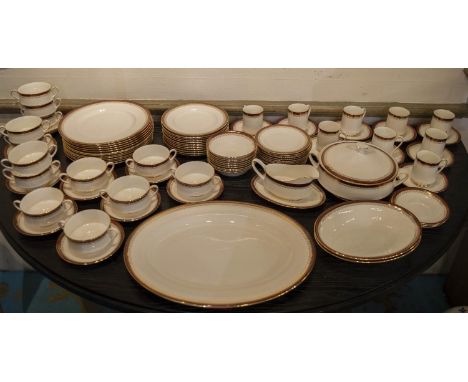 ROYAL ALBERT PARAGON PART DINNER AND TEA SERVICE, 'Holyrood' pattern, thirteen dinner plates, twelve salad plates, thirteen s