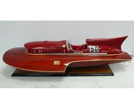 MODEL HYDROPLANE BOAT ON STAND, 80cm L. 