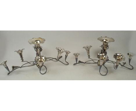 EPERGNE TABLE CENTREPIECE, a pair, circa 1900 Art Nouveau, silver plated by Pearce and Sons Huddersfield, trailing foliate de