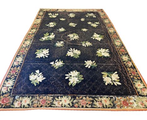 ANTIQUE NEEDLEPOINT CARPET, 380cm x 245cm. 