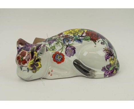 FORNASETTI CERAMIC CAT BY PIERO FORNASETTI, 32cm L approx. 