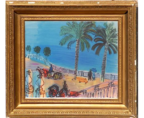 RAOUL DUFY, La plage a Nice, lithograph, signed in the plate, 40cm x 50cm, framed and glazed. 