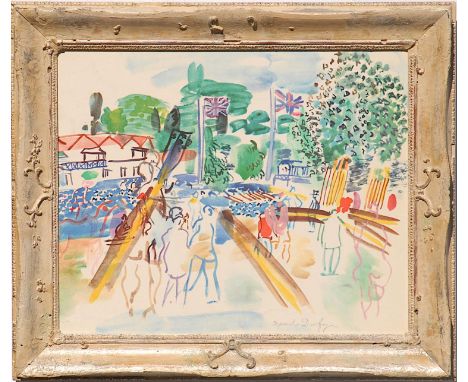 RAOUL DUFY, Les courses, lithograph, signed in the plate, 46cm x 56cm, Montparnasse frame, framed and glazed. 