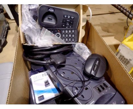 Mixed electronics including a new BT telephone, USB keyboard and mouse, and wireless adapters. Not available for in-house P&a