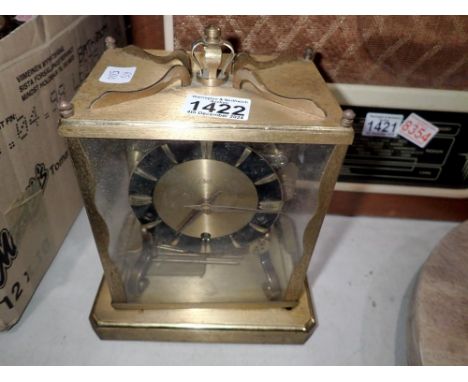 Ichatz vintage brass mantle clock, key present, H: 24 cm. Not available for in-house P&P