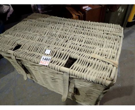 Vintage wicker picnic basket, with leather straps. Not available for in-house P&amp;P