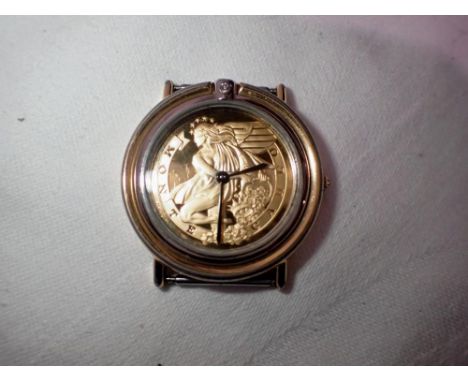 The Franklin Mint: Monte Carlo gents wristwatch head with silver-gilt dial, requires battery. UK P&amp;P Group 1 (£16+VAT for