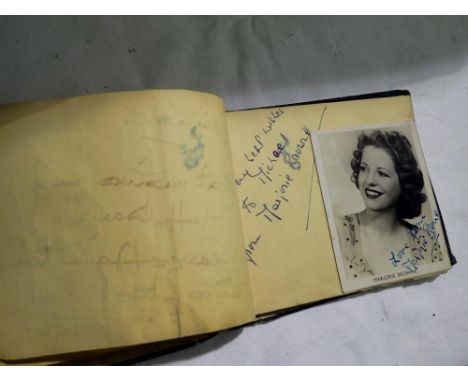 Autograph book, containing signatures and dedications, including 1950's film and stage stars. Audrey Hewitt, Marjorie Brown, 