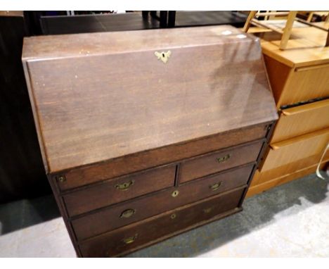 Oak bureau with fitted interior, 48 x 91 x 94 cm H. Not available for in-house P&amp;P