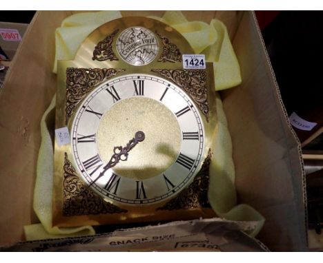 Ichatz Tempu Fugit brass faced longcase clock movement with pendulum and weights. Not available for in-house P&amp;P 