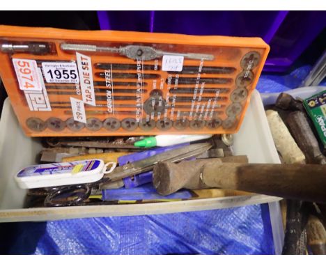 Box of mixed tools to include Talco tap and die set. Not available for in-house P&amp;P 