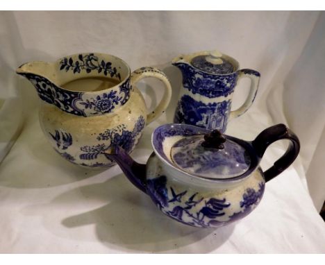 Early blue and white ceramics including Minton and George Jones. Not available for in-house P&amp;P 