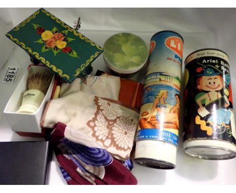 Tray of collectables to include two vintage Eezi pumps. Not available for in-house P&amp;P 