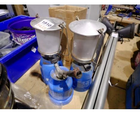 Two camping Gaz lamps and a blow lamp. Not available for in-house P&amp;P 
