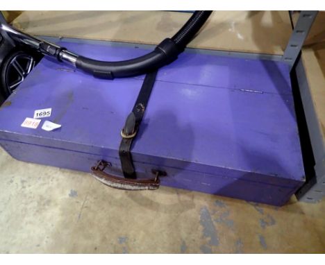 Painted pitch pine carpenters tool box and contents. Not available for in-house P&amp;P 