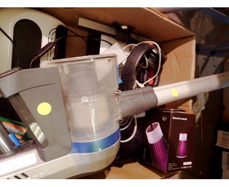 Box of electrical items including vax hoover, Nintendo Wiis, speaker and other electricals. Not available for in-house P&amp;