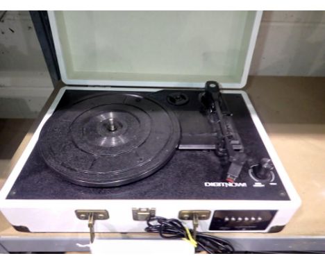 Digitnow bluetooth briefcase record player, record to USB or SD card, with power supply, working. Not available for in-house 