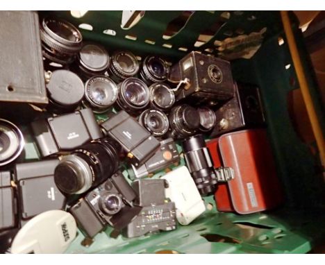 Mixed camera lenses, Minox mini cameras and box cameras. Not available for in-house P&amp;P