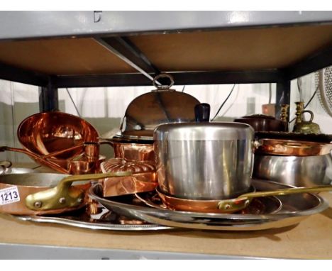 Shelf of mixed metal to include copper and brass. Not available for in-house P&amp;P 