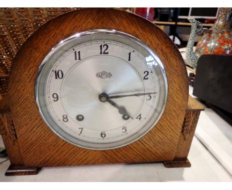 Garrard oak cased mantel clock. Not available for in-house P&amp;P 