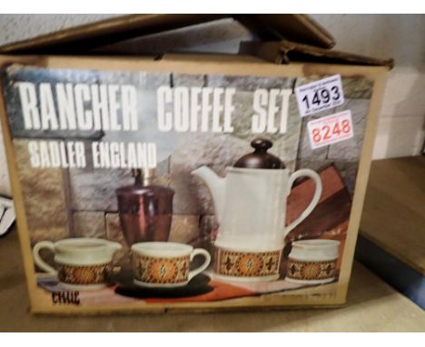 Boxed Sadler Celtic fifteen piece Rancher coffee set. Not available for in-house P&amp;P 