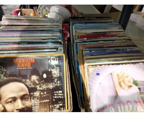 Two boxes of mixed LPss including Madonna, Marvin Gaye and Elton John. Not available for in-house P&amp;P