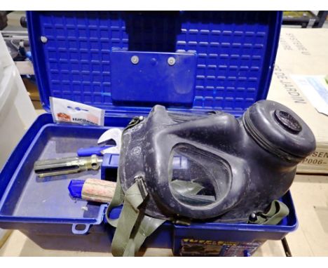 Mixed tools and a gas mask. Not available for in-house P&amp;P 
