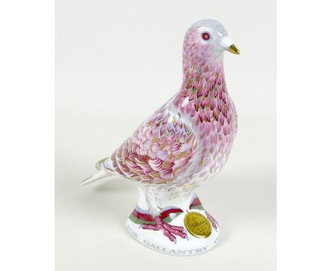 A Royal Crown Derby commemorative paperweight, modelled as 'War Pigeon', In recognition of all World War II Pigeons who serve