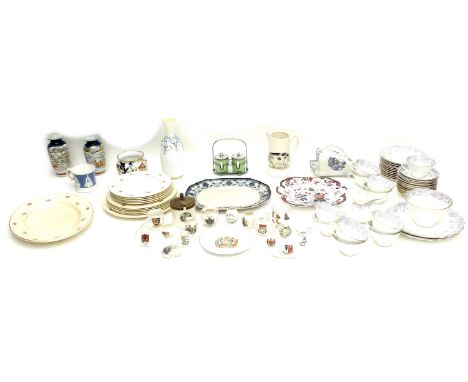 A collection of ceramics, including a vintage Royal Staffordshire, by Clarice Cliff part service, comprising five larger plat
