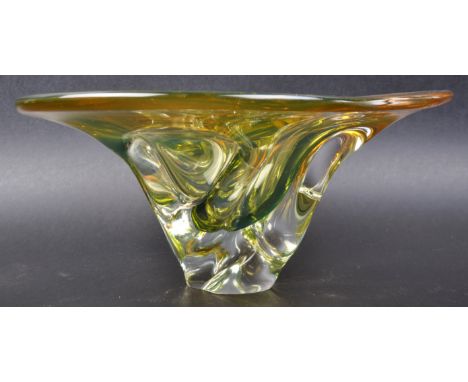 Josef Hospodka for Chribska Sklo Union - A retro mid 20th Century Bohemian Czechoslovakian studio art glass fruit bowl / cent