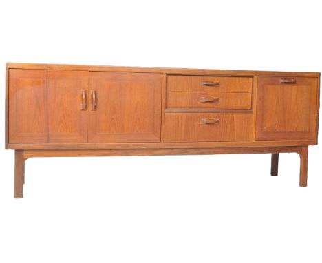 G Plan - Sierra Range - An original retro vintage 1960's teak wood sideboard credenza comprising a pair of doors opening to r