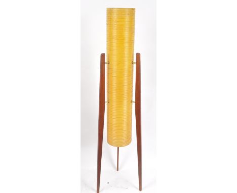 Rocket Lamp - A retro vintage 1960s Space Age teak wood and spun fibreglass floor standing lamp / standard light comprising o