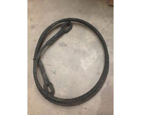 Military Interest - A large and heavy 20th Century Sherman tank metal towing cable having large metal hoop ends. Good garden 