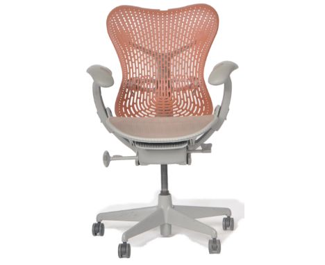 Studio 7.5 - Herman Miller - Mirra 2 - A retro late 20th Century swivel desk office chair having adjustable positioning for p