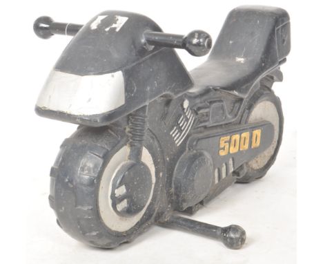 Wicksteed 5000 - A vintage 20th Century 1970s / 80s black metal painted municipal playground motorbike. Measures approx; 46cm