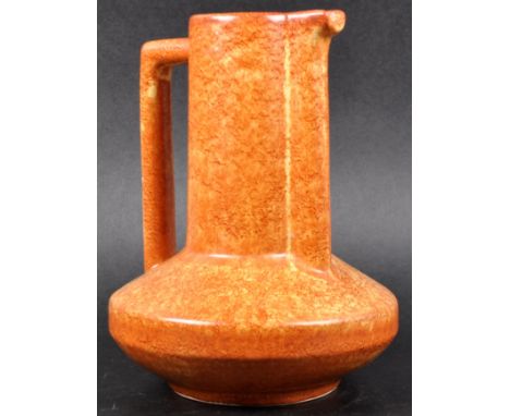 Bertoncello - A retro mid 20th Century 1960s Italian studio art pottery water jug having an orange mottled glazed finish. Mar