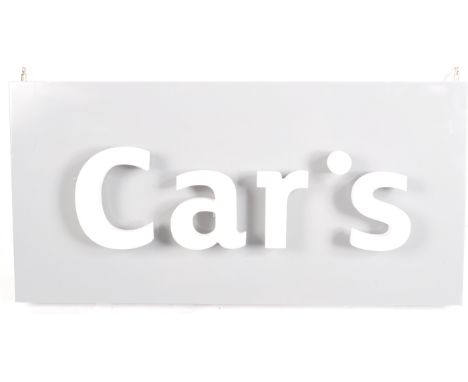 Car's - A contemporary motoring point of sale showroom advertising light sign having a grey finished mounting backplate with 