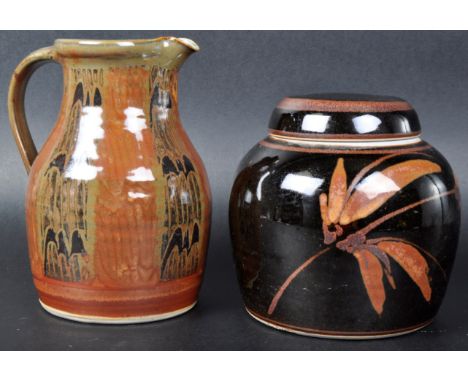 David Eeles (1933-2015) - Shepherd's Well Pottery - A retro 20th Century studio art pottery stoneware ginger jar and cover wi