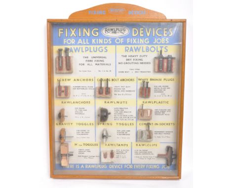 Rawldrills - Rawlplugs - A retro vintage 20th Century advertising shop display case having a full length glazed front with ca