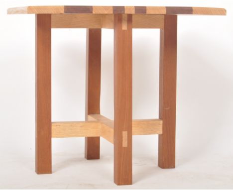 A contemporary local Bristol makers Ash &amp; Sapele handmade half lapped coffee table / low table having a square chamfered 