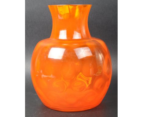 Borske Sklo - Optic Orange - A mid 20th Century Czechoslovakia Czech studio art glass vase of globular form in orange. Measur