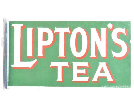 Liptons Tea - A vintage 20th Century advertising point of sale shop display double sided enamel porcelain sign having white a