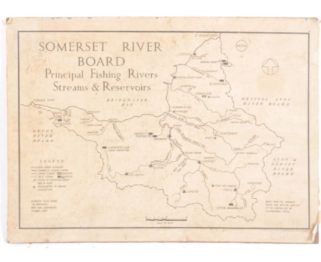 Somerset River Board Survey - A vintage mid 20th Century Ordnance Survey map for the Somerset River Board Principal Fishing R