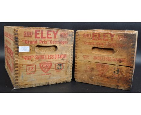 Eley Brothers - A pair of vintage 20th Century Small Arms Ammunition&nbsp;cartridge transport advertising display crates / bo