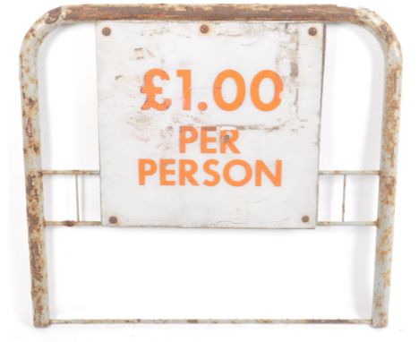 Fairground / Funfair - A 20th Century&nbsp;carousel ride gate having a tubular metal frame with sign to the front reading "£1