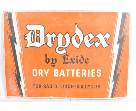 Drydex by Exide - A vintage mid 20th Century point of sale aluminium advertising sign of rectangular form. The sign having or