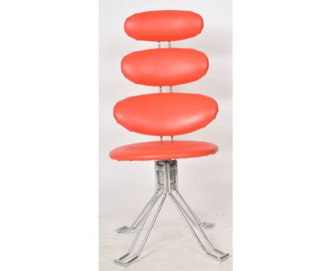 After Paul Volter for Erik Jorgensen - Corona Chair - A contemporary faux red leather lounge chair having three graduating pa