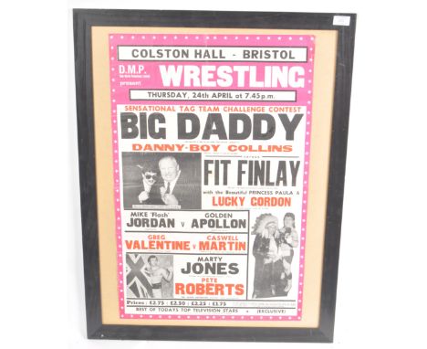 A vintage local interest Bristol Colston Hall Wrestling poster. Featuring ' Sensational Tag Team Challenge Contest - Big Dadd