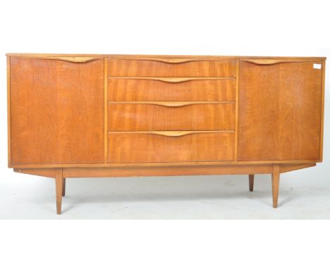 Sutcliffe of Todmorden - A retro vintage mid 20th Century teak wood sideboard credenza having a bank of four central graduati