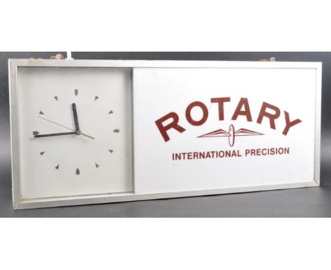 Rotary - A vintage 20th Century advertising point of sale light box sign / clock for Rotary International Precision. Aluminum